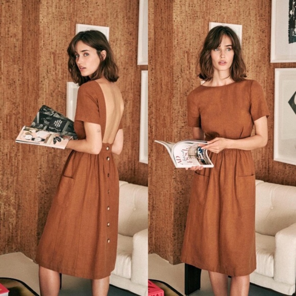 Sézane Classic Midi | Odalie Dress - Moka
